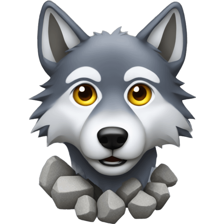 wolf with gravel  emoji