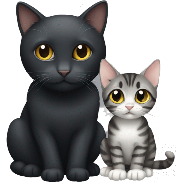 Black cat and gray tabby cat emoji