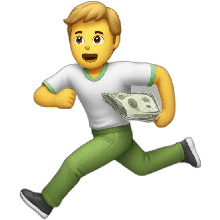 A person who gave money to his friend and never got it back, out of money, running after his friend to get the money emoji