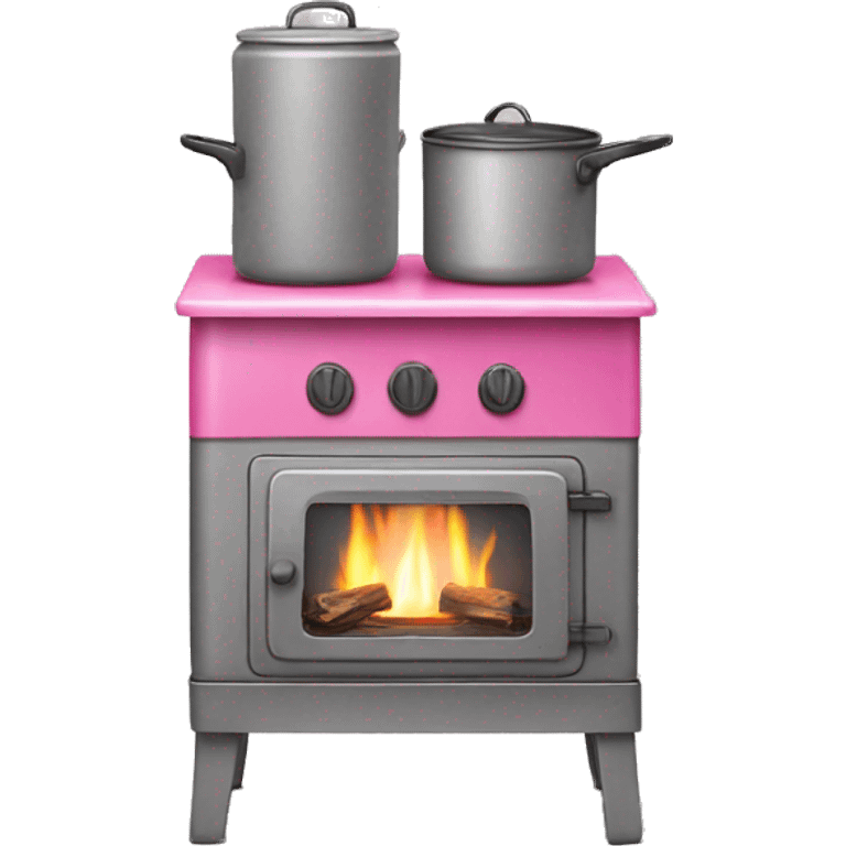 Realistic pink and gray outside camping stove isolated   emoji