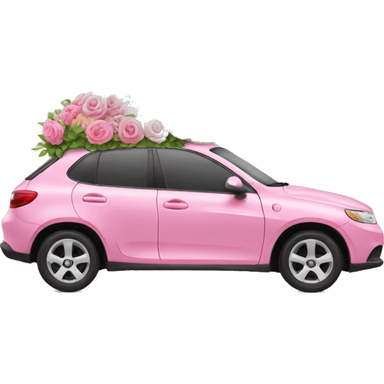 Pink car with flowers emoji