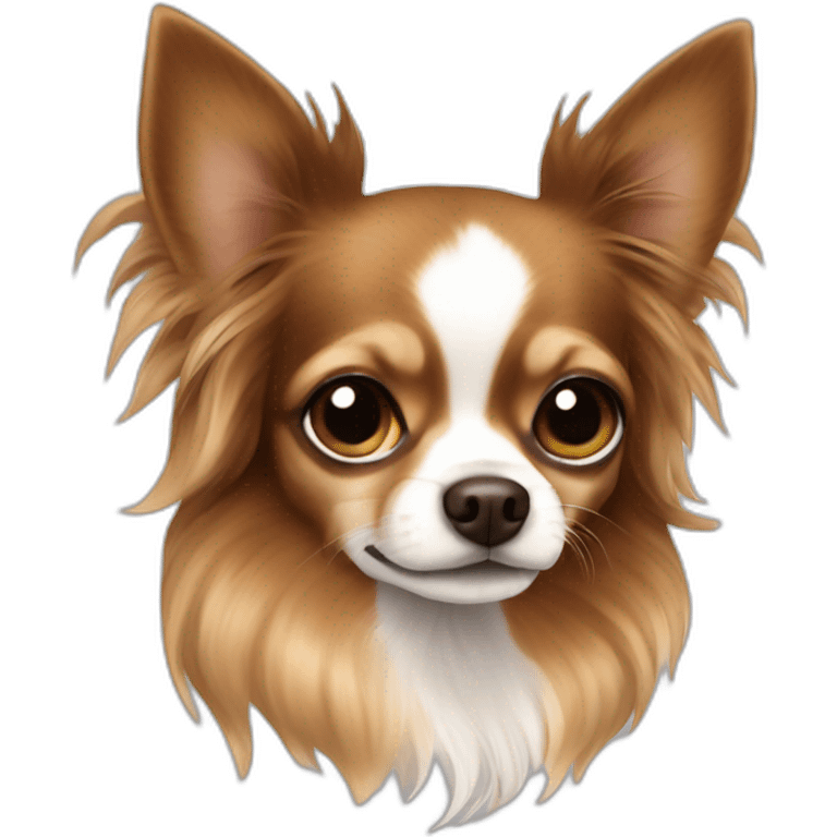 One long haired Chihuahua with light medium and dark brown colors emoji