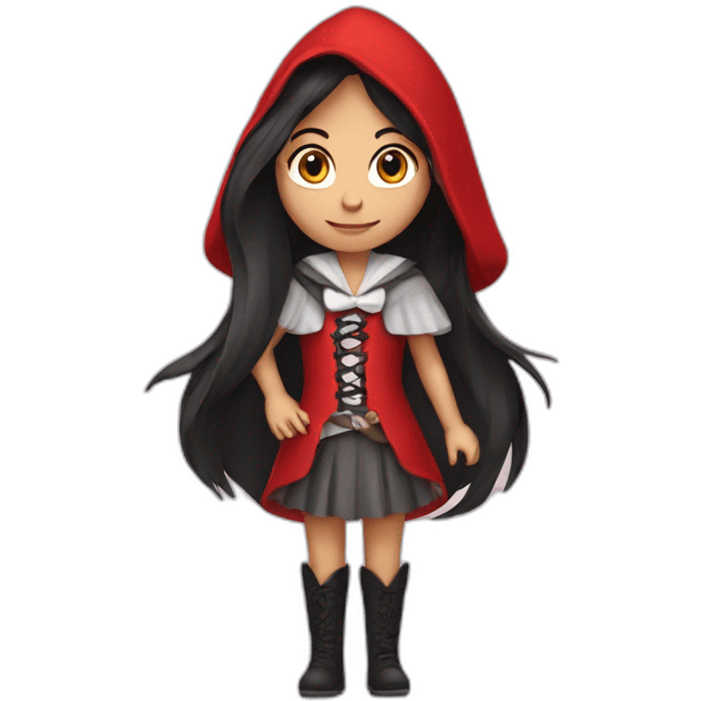 red-ridding-hood-girl-with-long-black-strait-hair-with-white-break emoji