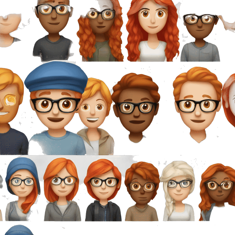 Long Red haired white woman in beanie. Red haired white husband with glasses emoji