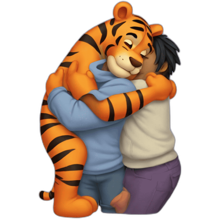 Tigger and Eeyore hug emoji