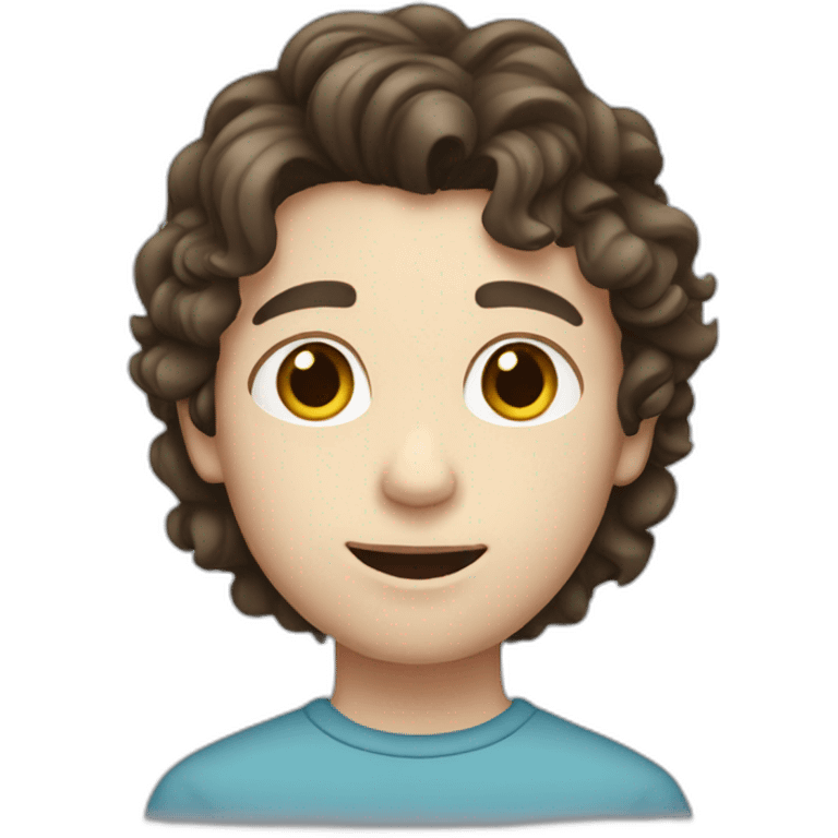 brunette boy with white skin and wavy hair emoji