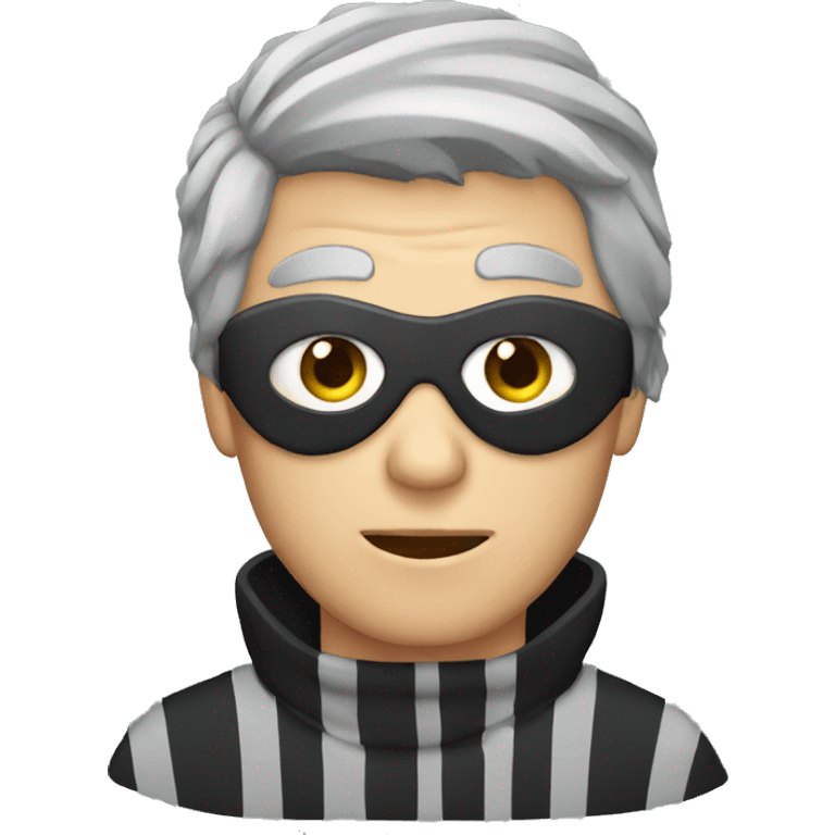 Burglar with eye mask and striped jumper and grey hair emoji