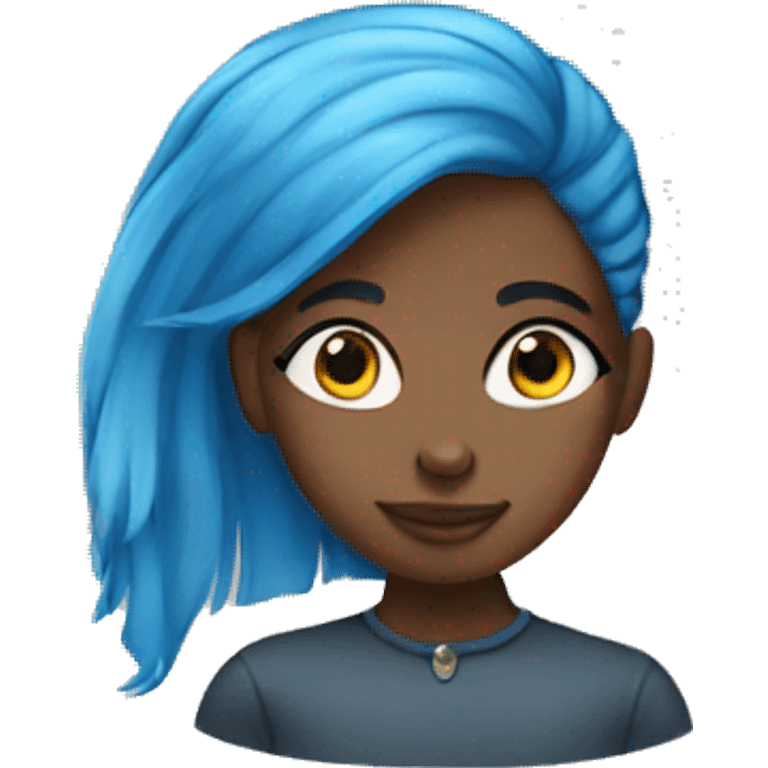 Black girl with blue hair being quiet emoji