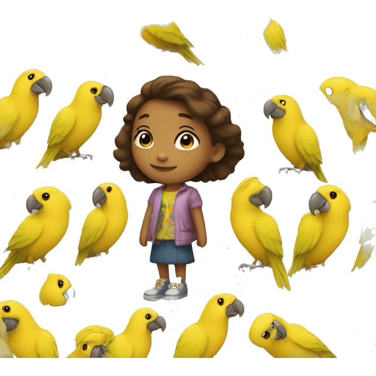 Girl with yellow parrot  emoji