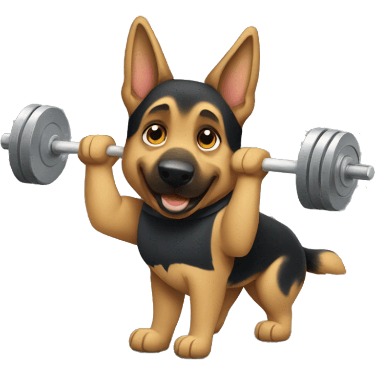 German shepherd lifting weights emoji