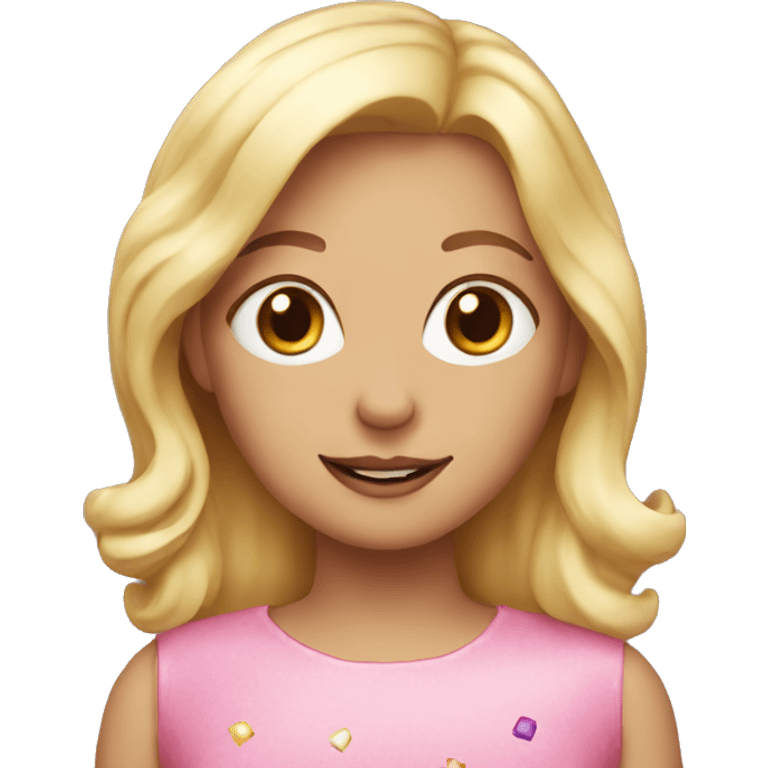 blonde girl with birthday cake emoji