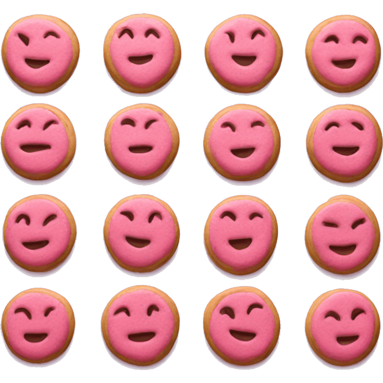 Realistic isolated pink cookies placed on a small baking pan. emoji