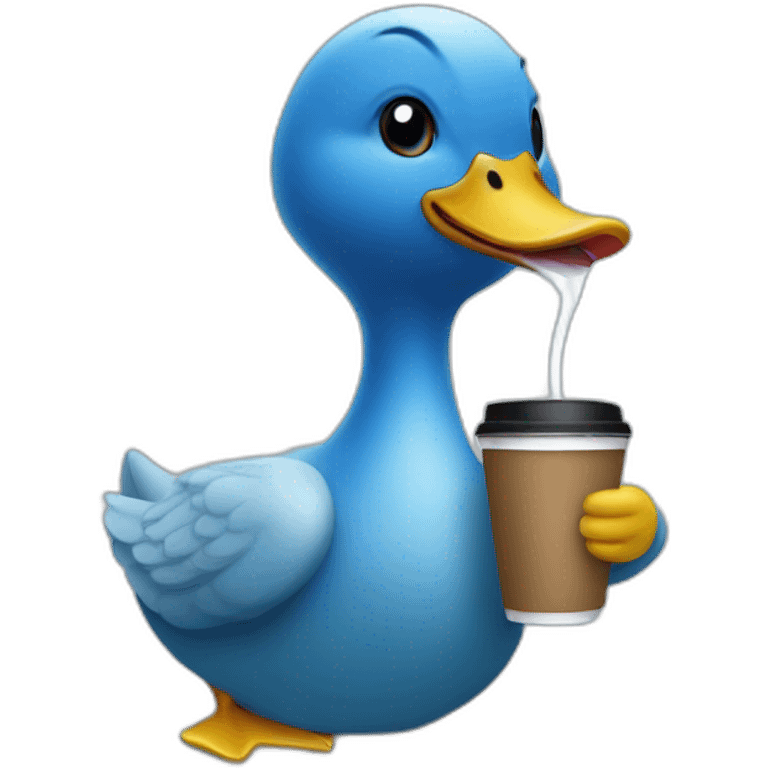 Blue Duck drinking coffee emoji