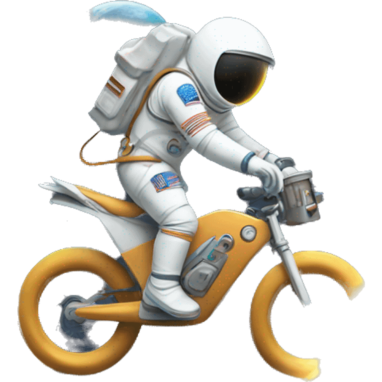 Astronaut riding a bike through a time portal  emoji