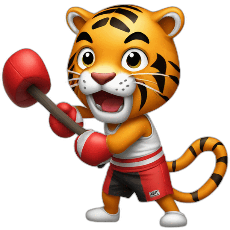 Tiger boxing holding axe emoji