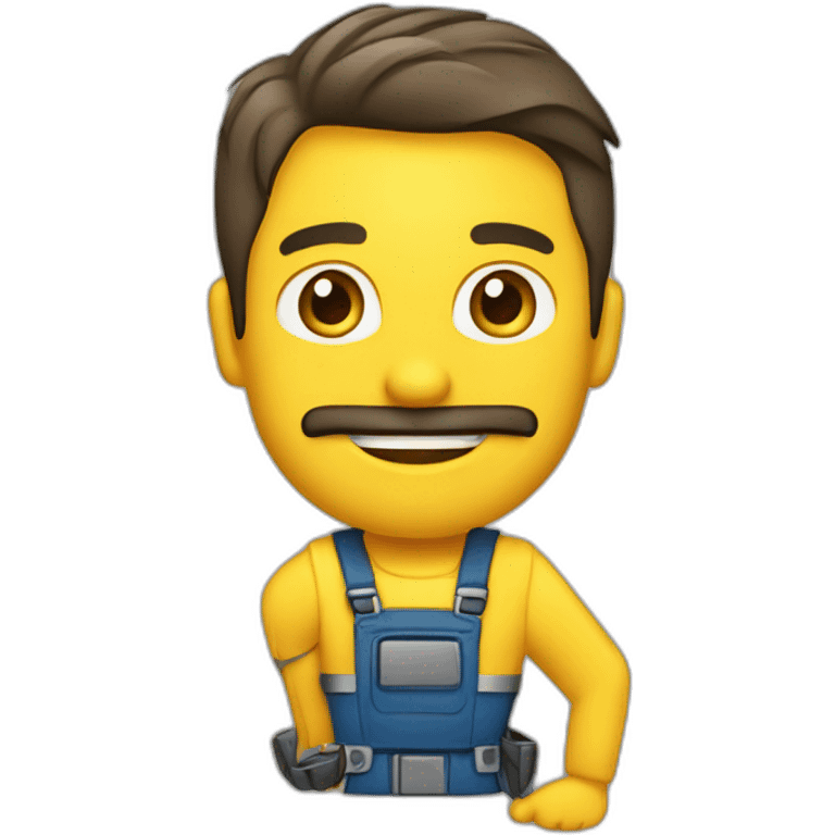 Hombre de 30 años mecanico con excavadora color amarilla emoji