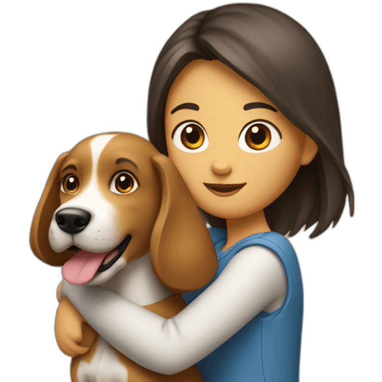 fille sur le dos d’un chien emoji