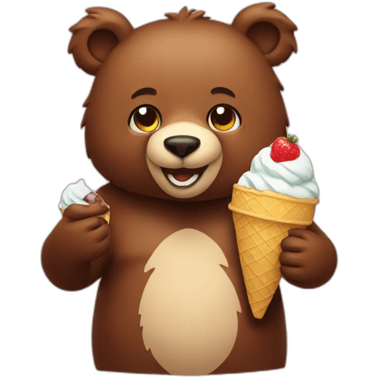 bear holding ice cream emoji