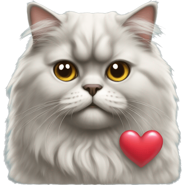 Persian cat with a heart emoji