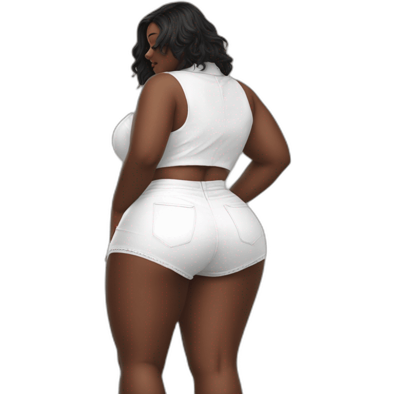 full-body-curvy-beauty-in-a-short-wide-skirt-hurricane-white-knickers rear view emoji