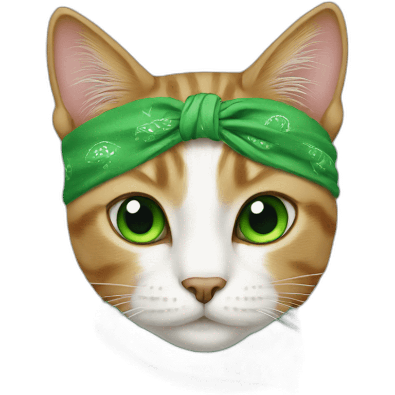 cat with green eyes and bandana emoji