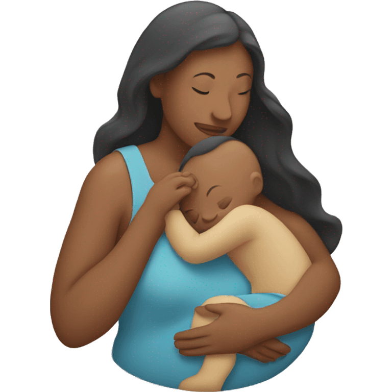 Mom holds the baby in her arms facing each other emoji