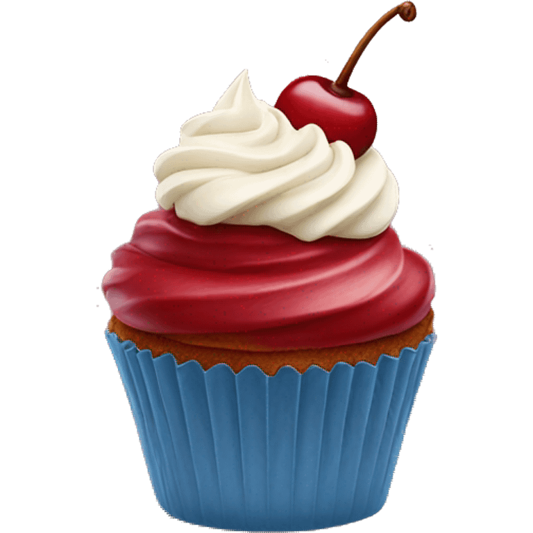 Dark red cherry cupcake with frosting on top  emoji