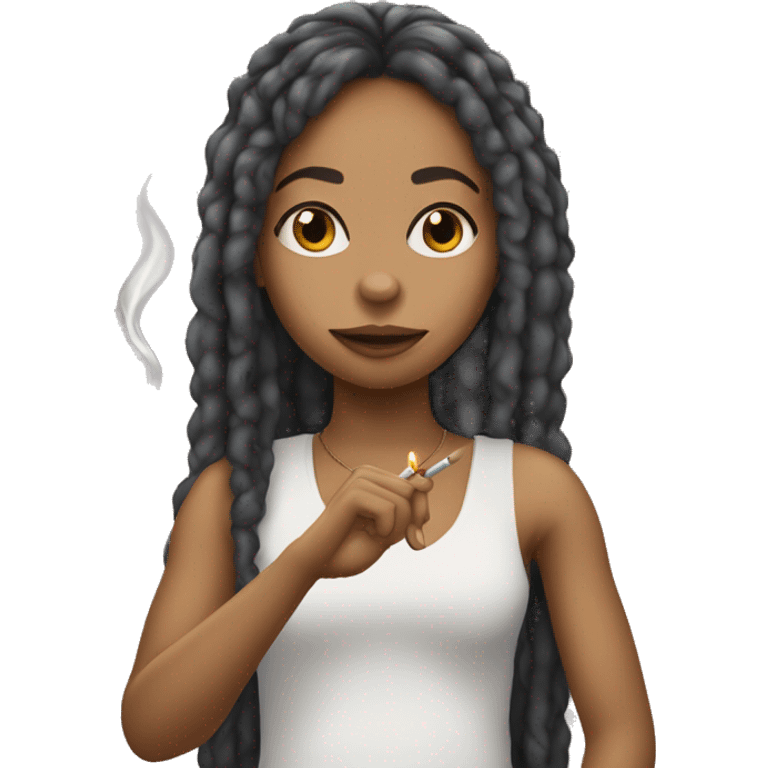 light skin black girl with hair like zoe kravitz holding a lit cigarette between index and middle fingers  emoji