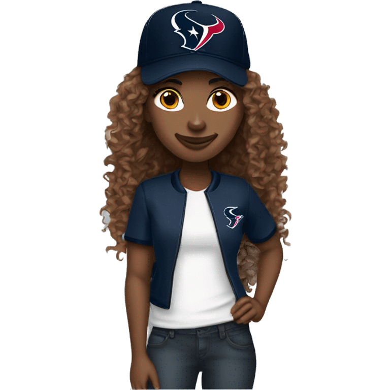 HOUSTON TEXANS baseball hat woman with long curly hair  emoji