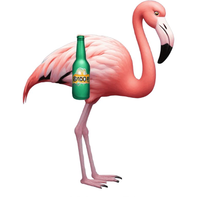 flamingo holding a beer emoji