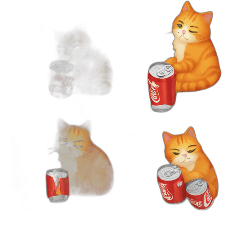 depressed orange cat drinking coke can emoji