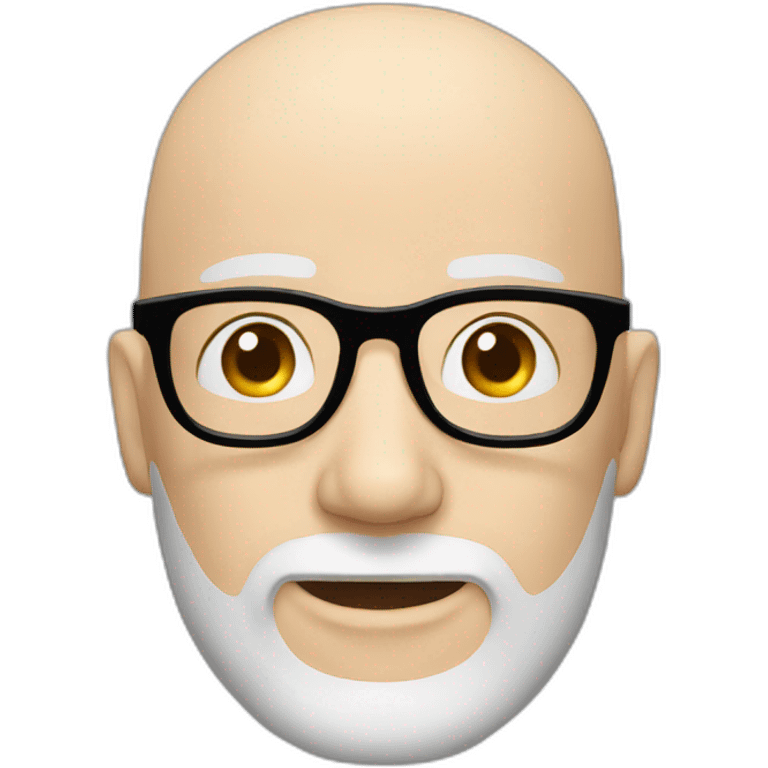 Pale Bald Bearded Man round glasses emoji