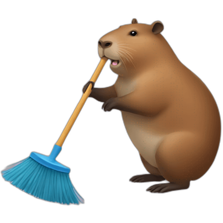 Capybara cleaning with broom emoji