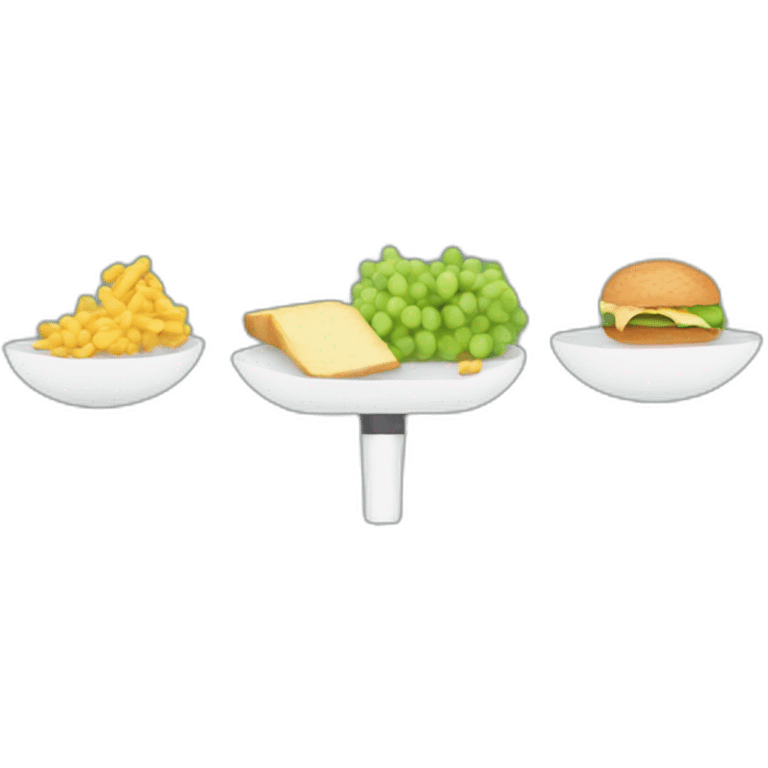 Illustration of a scale tipping towards 'calorie deficit' with icons representing food and exercise. emoji