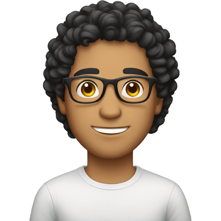 latino guy with glasses and curly short black hair emoji