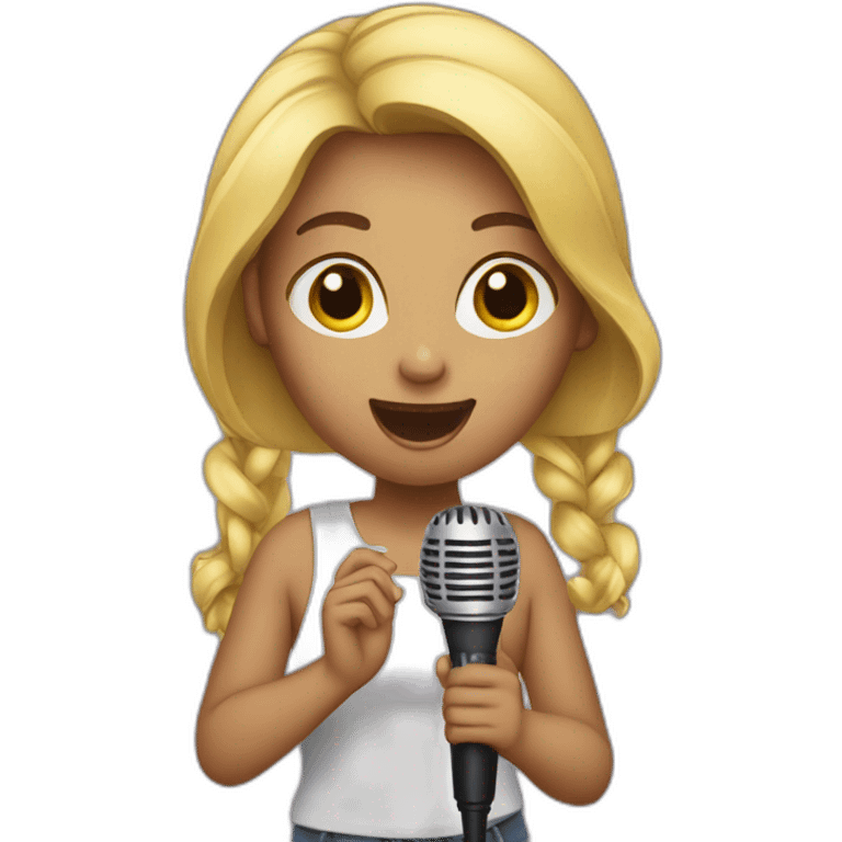 A girl holding mic and singing  emoji