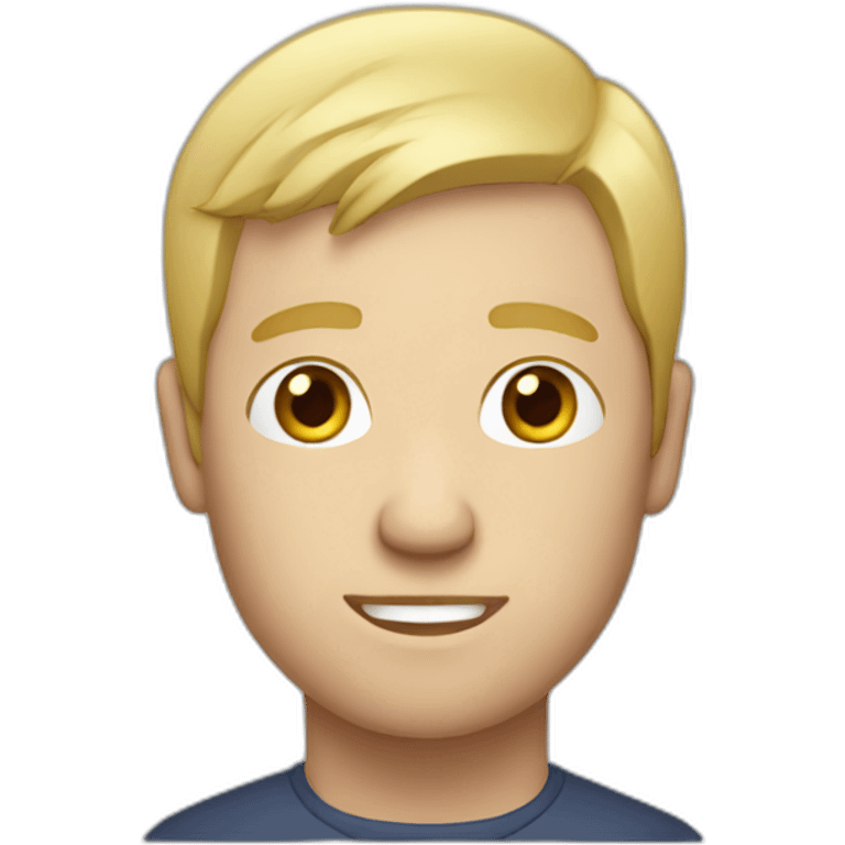 man with receding blonde hair holding iphone emoji