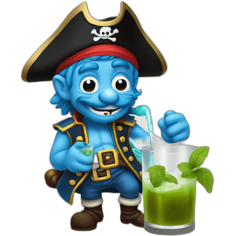 pirate Papa Smurf drinking mojito emoji