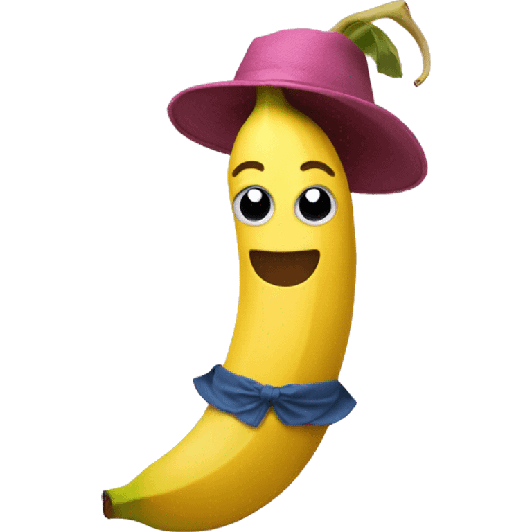 Banana with skirt and floss hat emoji