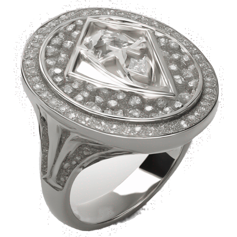 high detailled HD 4K Silver signet ring diamond jewellery bling bling emoji