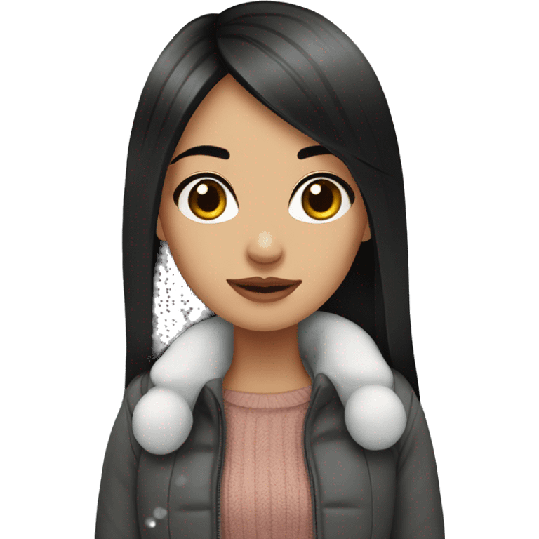 Winter wonderland cute girl with black straight hair emoji