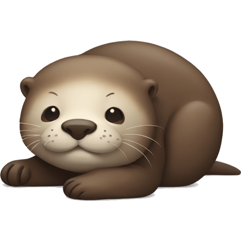 Otter lying on its back, with a big belly and tired emoji