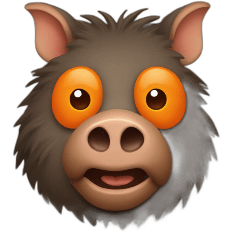 brown boar with two orange lines in face emoji