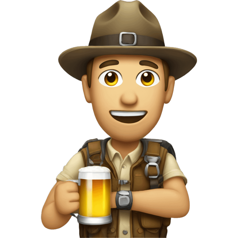 drunk explorer with beer emoji