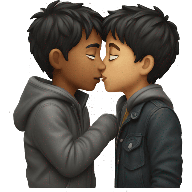 Boy and boy kiss emoji