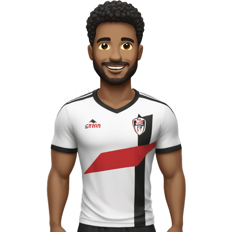 homem com camiseta do sao paulo emoji