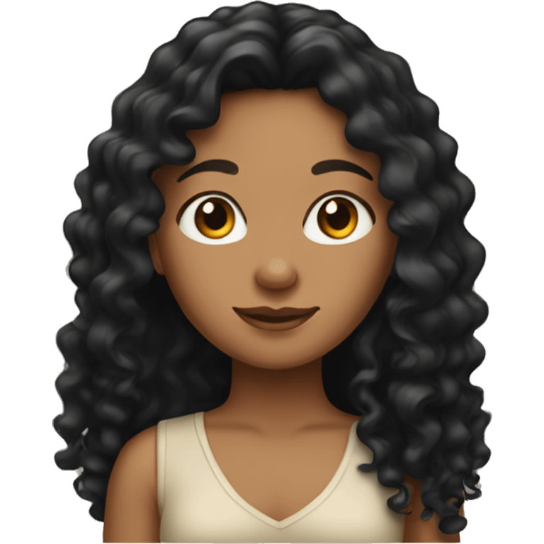 tan girl with long black curly hair emoji