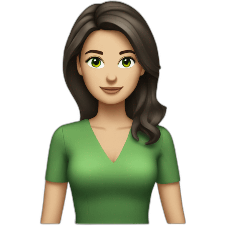 a brunette presenter with green eyes emoji