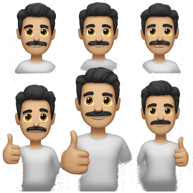 dark hair dark eyed man with short mustache thumbs up  emoji