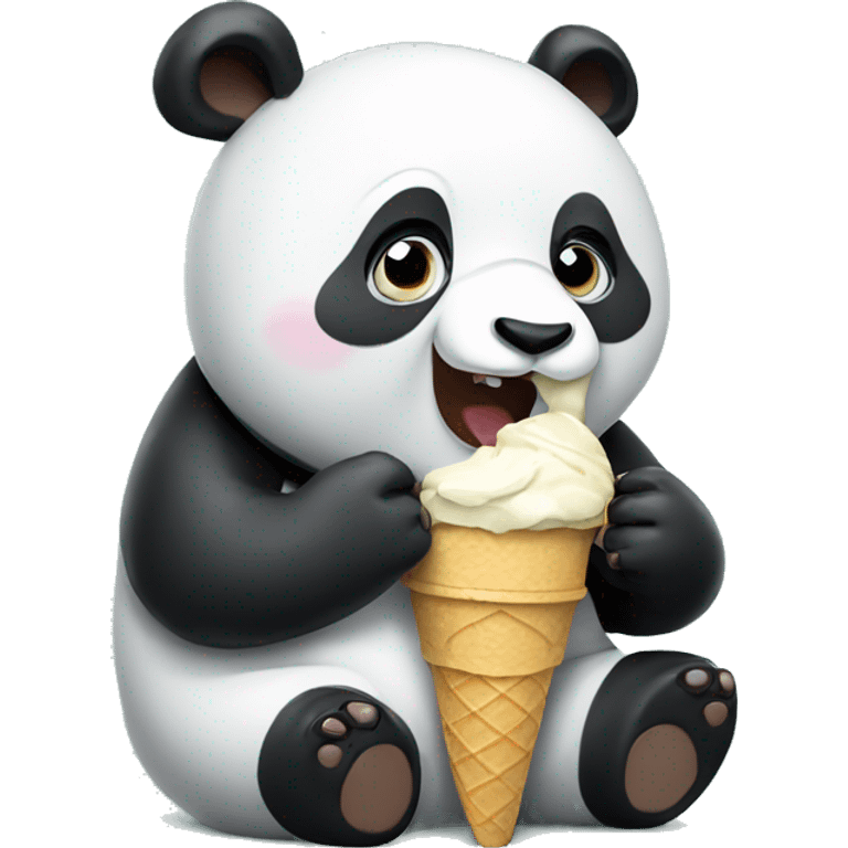 Panda eating ice cream emoji